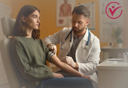 Врач готовится ставить капельницу